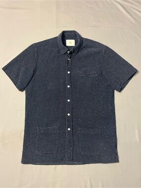 LA PAZ Made in Portugal Men’s Short Sleeve Button Shirt Navy White Size M